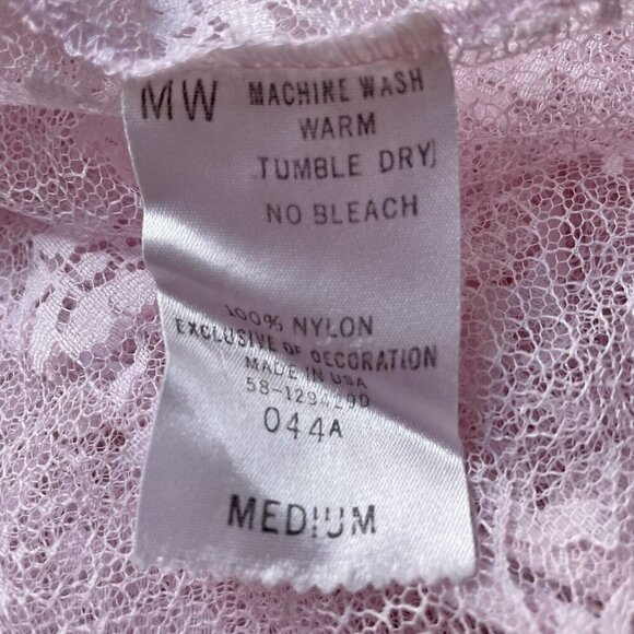 VTG 80s Llise Stevens Powder Pink Lace Dust Jacket Short Negligée Robe Women’s M - Picture 11 of 11